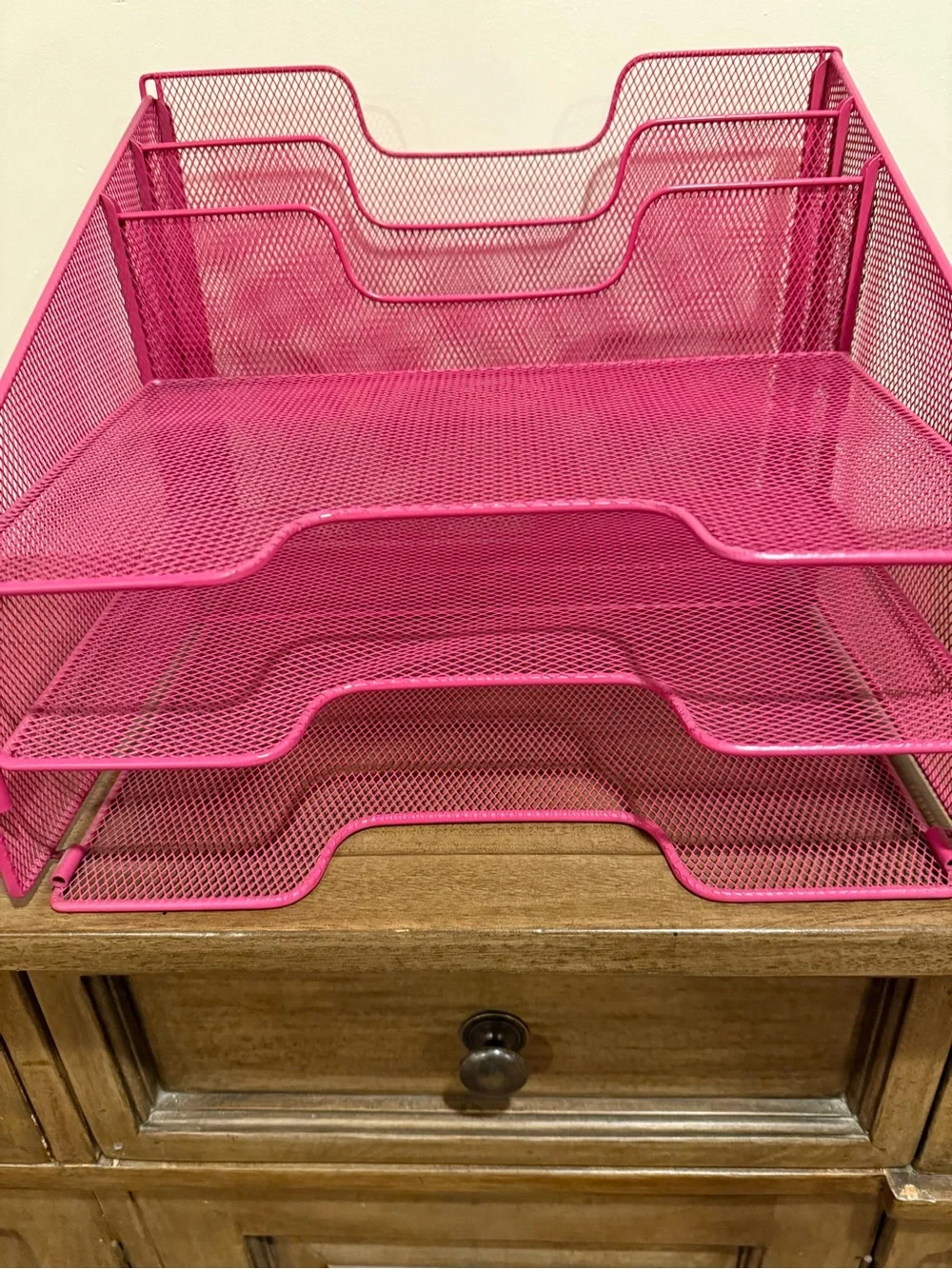 Vibrant Pink 3-Tier Mesh Desk Organizer - Brand